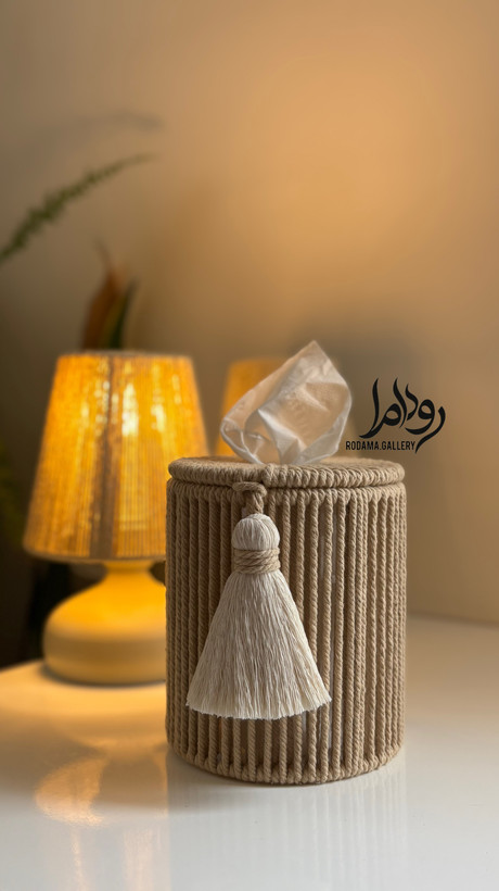 جا دستمالی مکرومه |منگوله دار| گرد